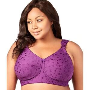 Elila Sidney Jacquard WireFree Softcup Bra 1305 Cushion Strap Aubergine Size 36O